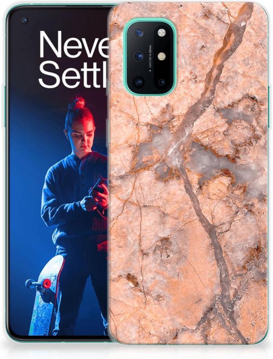 OnePlus 8T TPU Siliconen Hoesje Marmer Oranje