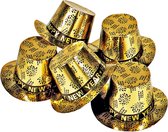 30x Gouden hoeden Happy New Year - Oud en Nieuw feesthoedjes