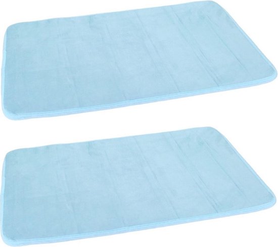 Set van 2x stuks blauwe sneldrogende badmat 40 x 60 cm rechthoekig -  Sneldrogende... | bol.com