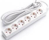 Verlengsnoer - Aigi Synci - 3680W - 6 Stopcontacten - 3 Meter - Wit | Nederland - BSE