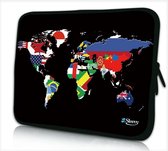 Sleevy 9.7 tablet/ipad hoes wereldkaart en vlaggen - tablet sleeve - tablethoes - tablet sleeve
