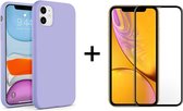 iPhone 12 hoesje paars case siliconen hoesjes cover hoes - Full cover - 1x iPhone 12 Screenprotector