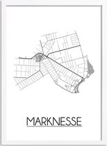 Marknesse Plattegrond poster A4 + fotolijst wit (21x29,7cm) - DesignClaud