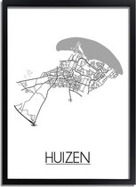 Huizen Plattegrond poster A2 + fotolijst zwart (42x59,4cm) - DesignClaud