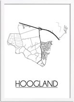 Hoogland Plattegrond poster A4 + fotolijst wit (21x29,7cm) - DesignClaud