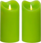 LED echte wax kaars groen, 18cm, 30830
