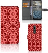 Smartphone Hoesje Nokia 2.4 Wallet Book Case Batik Red