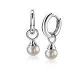 ZINZI argent breloques d'oreilles perles gris clair 6mm ZICH1749LG
