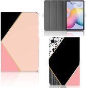 Bookcase Hoesje Geschikt voor Samsung Galaxy Tab S6 Lite | Tab S6 Lite 2022 Tablet Hoes met Magneetsluiting Customize Black Pink Shapes