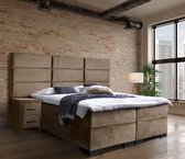 Boxspring Marseille - Inclusief 9 comfortzones pocketveringmatras en koudschuimtopper - Taupe Velvet - 180x200 cm