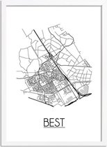 Best Plattegrond poster A4 + fotolijst wit (21x29,7cm) - DesignClaud