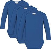 Link Kidswear - Jongens lange mouw romper van biologisch katoen - maat 74/80 - deep royal blauw - 3 stuks
