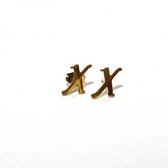 Oorbellen studs letter Alfabet - Goud (letter X)