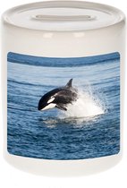 Dieren orka foto spaarpot 9 cm jongens en meisjes - Cadeau spaarpotten orka vissen liefhebber