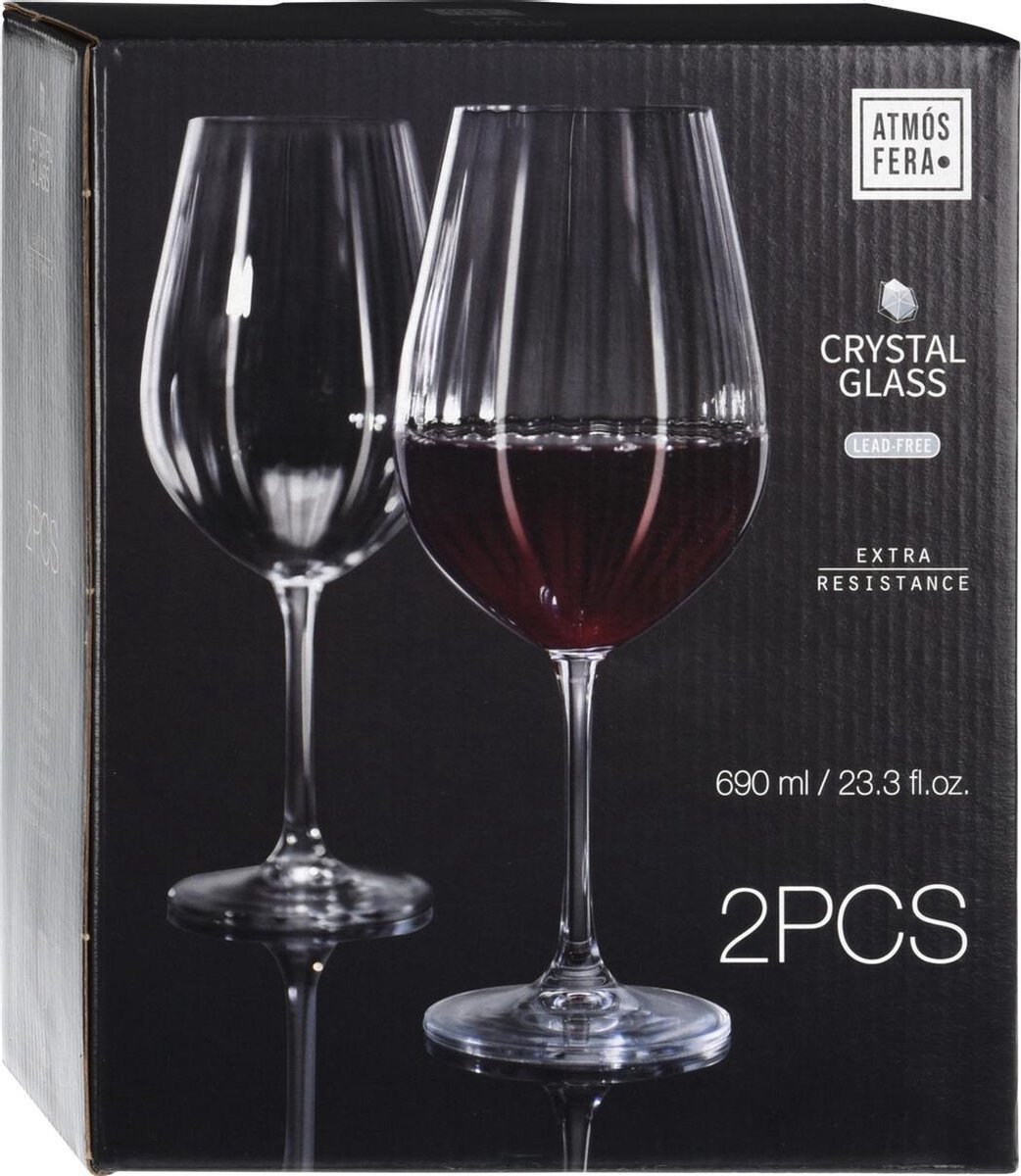 8x Rode wijnglazen 69 cl/690 ml van kristalglas - Kristalglazen - Wijnglas - Wijnen - Cadeau voor de wijnliefhebber