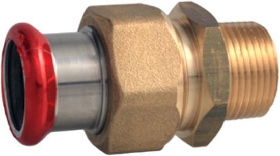 Bonfix Press – Staalverzinkte – perskoppeling – 3-delige koppeling – 1″ x 22 mm – met vlakke dichting – konische buitendraad x Press