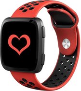 By Qubix Siliconen bandje - Fitbit Versa (Lite) - Rood / Zwart - Small