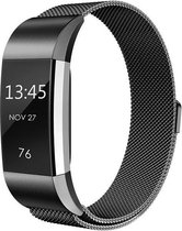 Fitbit Charge 2 bandje (Large) van By Qubix - Zwart - RVS Milanese bandje - Geschikt voor de activity tracker - Lengte: 14CM / 24CM - Fitbit bandje - Hoge kwaliteit!