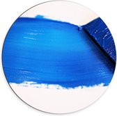 Dibond Wandcirkel - Blauwe Plakkaat Verf  - 70x70cm Foto op Aluminium Wandcirkel (met ophangsysteem)