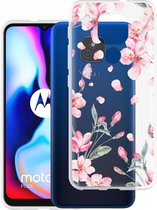 iMoshion Hoesje Geschikt voor Motorola Moto G9 Play / Moto E7 Plus Hoesje Siliconen - iMoshion Design hoesje - Roze / Transparant / Blossom Watercolor