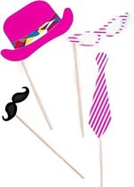 Gerimport Photoboothaccessoires Karton Roze 22,5 Cm 4-delig