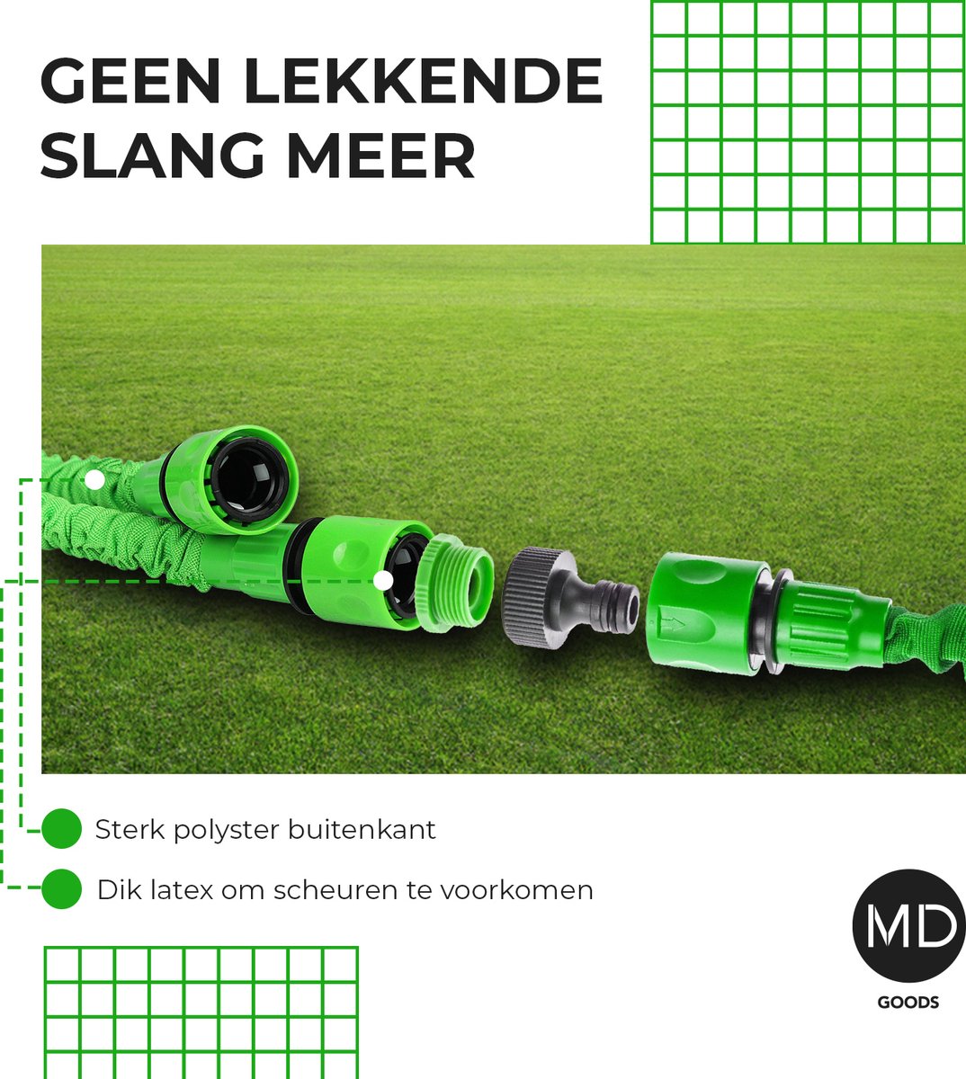 MD-goods® Uitrekbare Tuinslang tot 30 Meter - Tuinsproeier - Tuin Besproeien - Waterslang - Flexibel Elastisch thumbnail 3