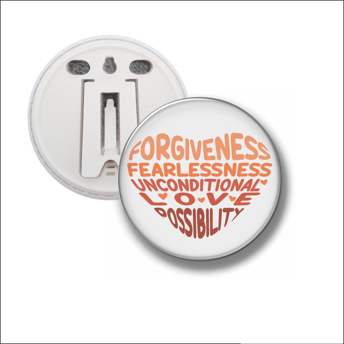 Button Met Clip 58 MM - Forgiveness