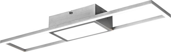 LED Plafondlamp - Plafondverlichting - Torna Riyaz - 22W - Aanpasbare Kleur - Afstandsbediening - Dimbaar - Rechthoek - Mat Nikkel - Aluminium
