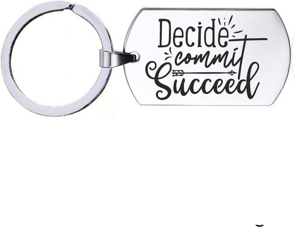 Sleutelhanger RVS - Decide Commit Succeed