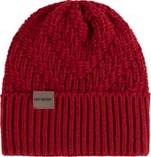 Knit Factory Sally Gebreide Muts Heren & Dames - Beanie hat - Bordeaux - Grofgebreid - Warme rode Wintermuts - Unisex - One Size