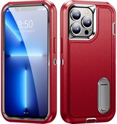 Mobigear Hoesje geschikt voor Apple iPhone 14 Telefoonhoesje Hardcase | Mobigear Rugged Stand Backcover Shockproof met Standaard | Schokbestendig iPhone 14 Telefoonhoesje | Anti Shock Proof - Rood