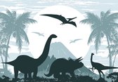 Fotobehangkoning - Fotobehang - Dinosaurussen - Dino's - Dino - Dinosaurus - 152.5 x 104 cm - Vliesbehang