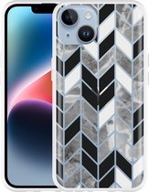Geschikt voor Apple iPhone 14 Hoesje Visgraat Marmer - Designed by Cazy