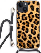 Case Company® - Hoesje met koord geschikt voor iPhone 14 hoesje met Koord - Luipaard - Telefoonhoesje met Zwart Koord - Extra Bescherming aan alle Kanten en Over de Schermrand