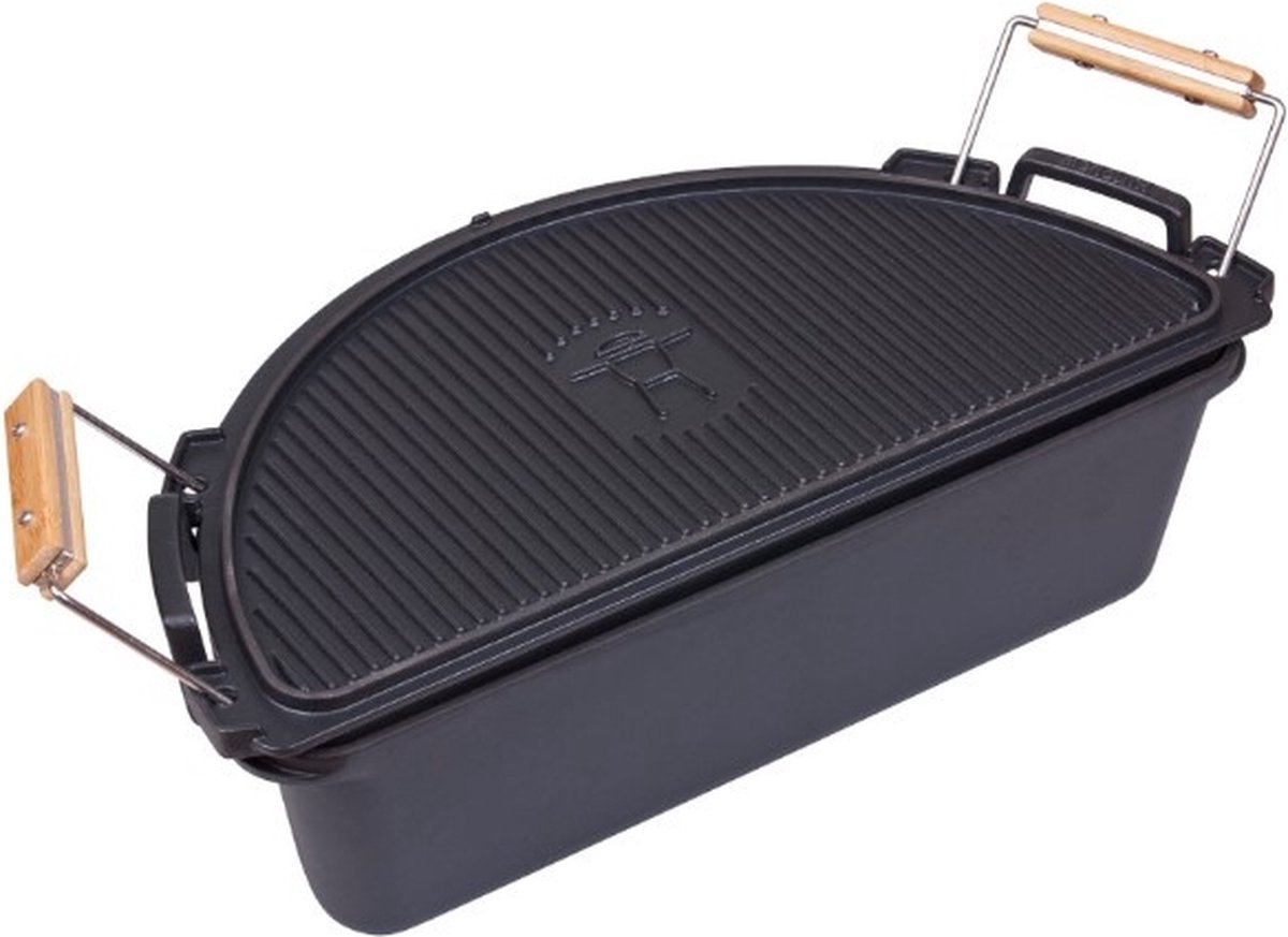 SGS Fire Pan Set - Gietijzer 9,5ml - Halve Maanvorm - Voor Monolith LeChef - Kamado Barbecue Accessoires