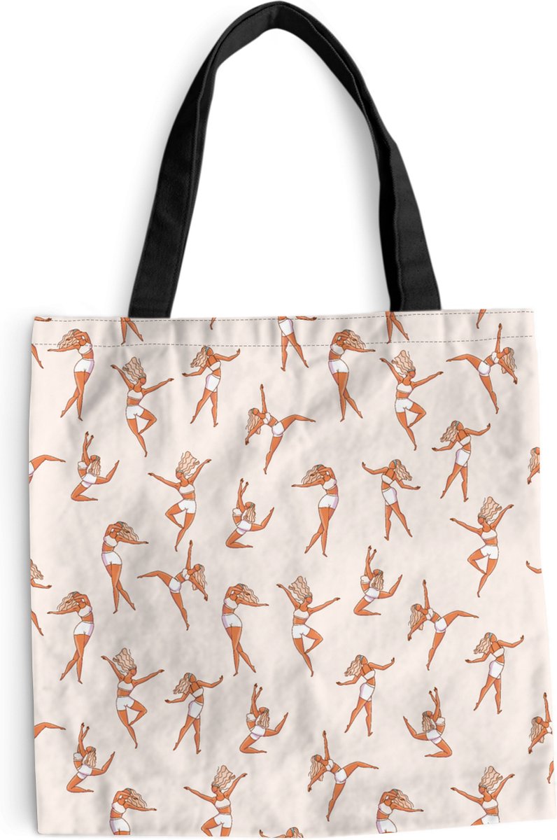 MuchoWow® Schoudertas - Strandtas - Big Shopper - Boodschappentas - Dans - Danseres - Vrouw - Patroon - 40x40 cm - Katoenen tas