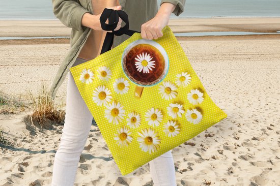 Sac bandoulière - Sac de plage - Shopper Tasse de thé à la camomille - 45x45 cm - Sac coton