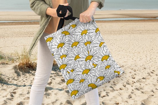 Sac Bandoulière - Sac De Plage - Shopper Fleurs - Wit - Printemps - Motifs - 40x50 cm - Sac Coton