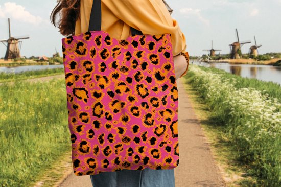 Sac à Bandoulière - Sac de Plage - Design Shopper - Fourrure - Imprimé Léopard - 40x50 cm - Sac en Coton