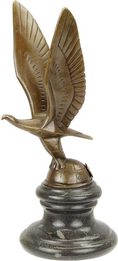 Bronzen beeld - Auto-mascotte van een adelaar - sculptuur - 22,8 cm hoog