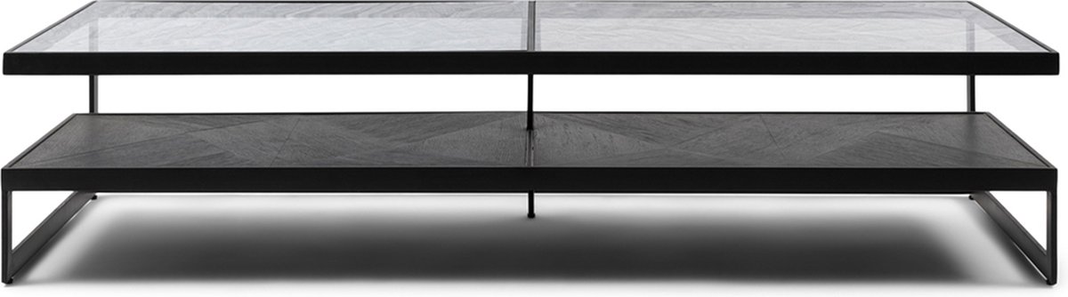 Riviera Maison Salontafel - Graydon Coffee Table 180x80 - Zwart - Eikenfineer Natural