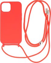 iPhone 14 Hoesje Backcover Telefoonhoesje met Koord - 2.5mm Dikke - Rood