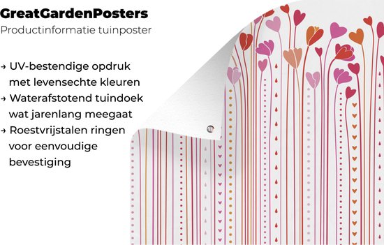 Une illustration de poster jardin coeurs en croissance 120x160 cm - Toile de jardin / Toile d'extérieur / Peintures d'extérieur (décoration de jardin) XXL / Groot format!
