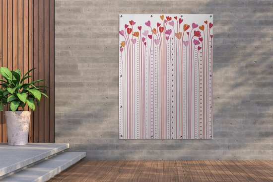 Une illustration de poster jardin coeurs en croissance 120x160 cm - Toile de jardin / Toile d'extérieur / Peintures d'extérieur (décoration de jardin) XXL / Groot format!