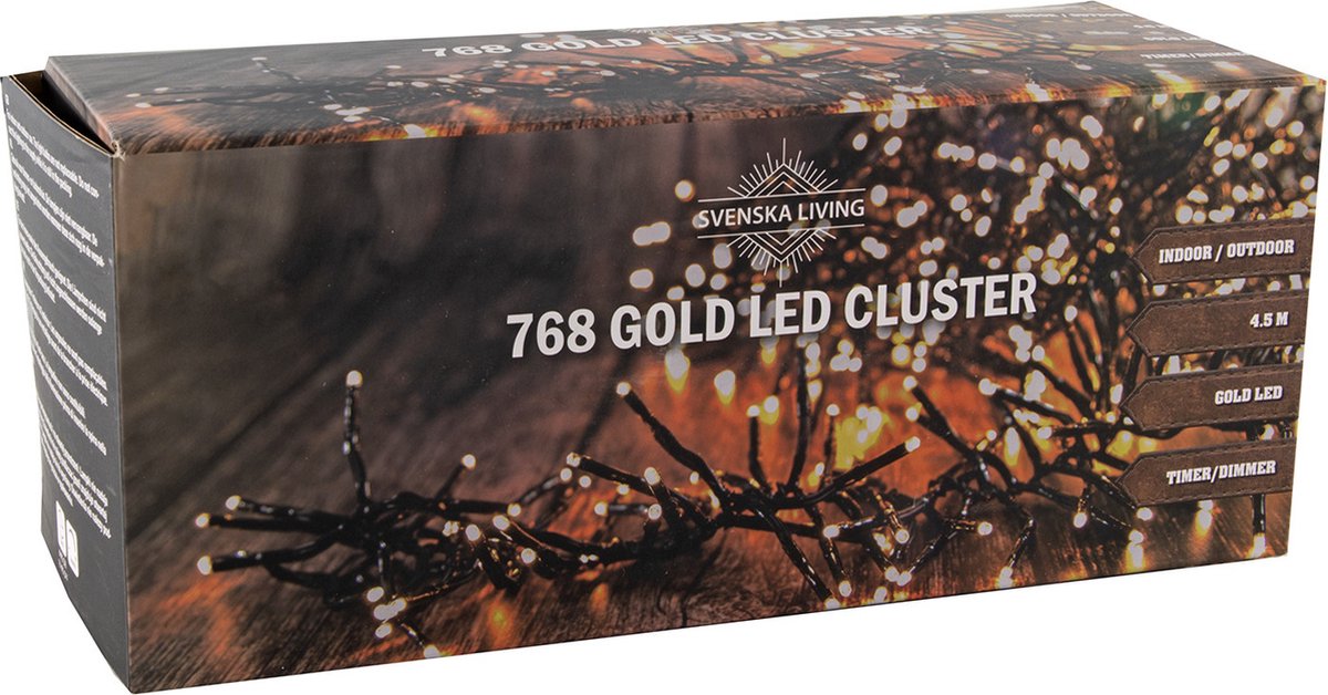 Svenska Living Kerstverlichting - 768 lampjes - goud - 450 cm - timer-dimmer