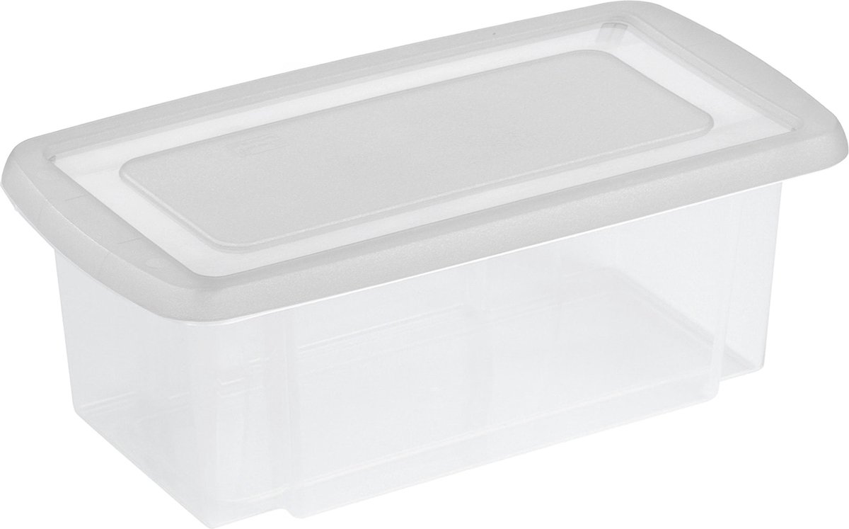 Sunware opslagbox - kunststof - 7 liter - transparant - 38 x 21 x 14 cm - met afsluitbare deksel