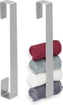 Relaxdays 2x porte-serviettes argent - porte-serviettes - porte-serviettes en acier inoxydable - sans perçage