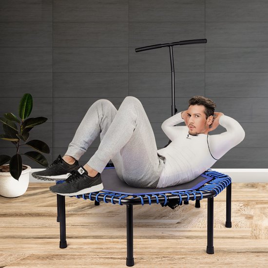 FOXSPORT Hoogwaardige fitness trampoline met handvat - opvouwbare trampoline - volwassene of kindertrampoline tot 120 kg - Inclusief handgrip - Sport Trampoline