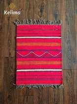 Handgemaakt Kelim vloerkleed 60 cm x 80 cm - Bedouin Wol tapijt Kilim Uit Egypte - Handgeweven Loper tapijt - Keukenmat - Tafelkleed