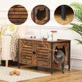 Houten Kattenhuis - Kattenkast voor binnen & buiten - Kattenhok - Kattenhuisje hout met deur en gat - Hondenhok voor kleine honden - 80 x 45 x 50.5 cm